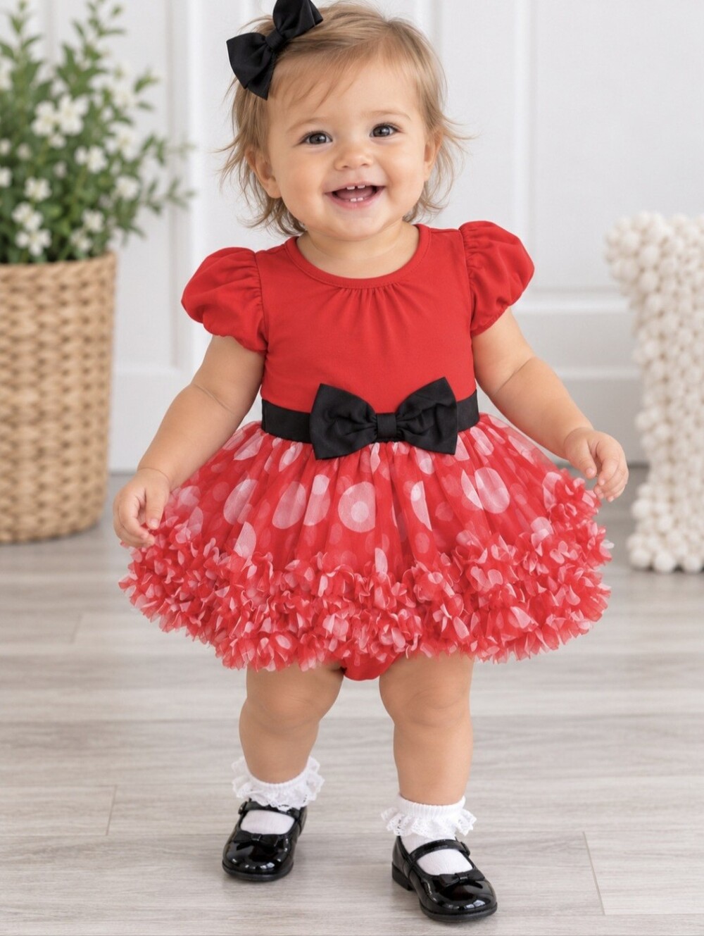 Disney Baby Minnie Mouse Red Tutu Dress Bodysuit Halloween Costume 12-18M